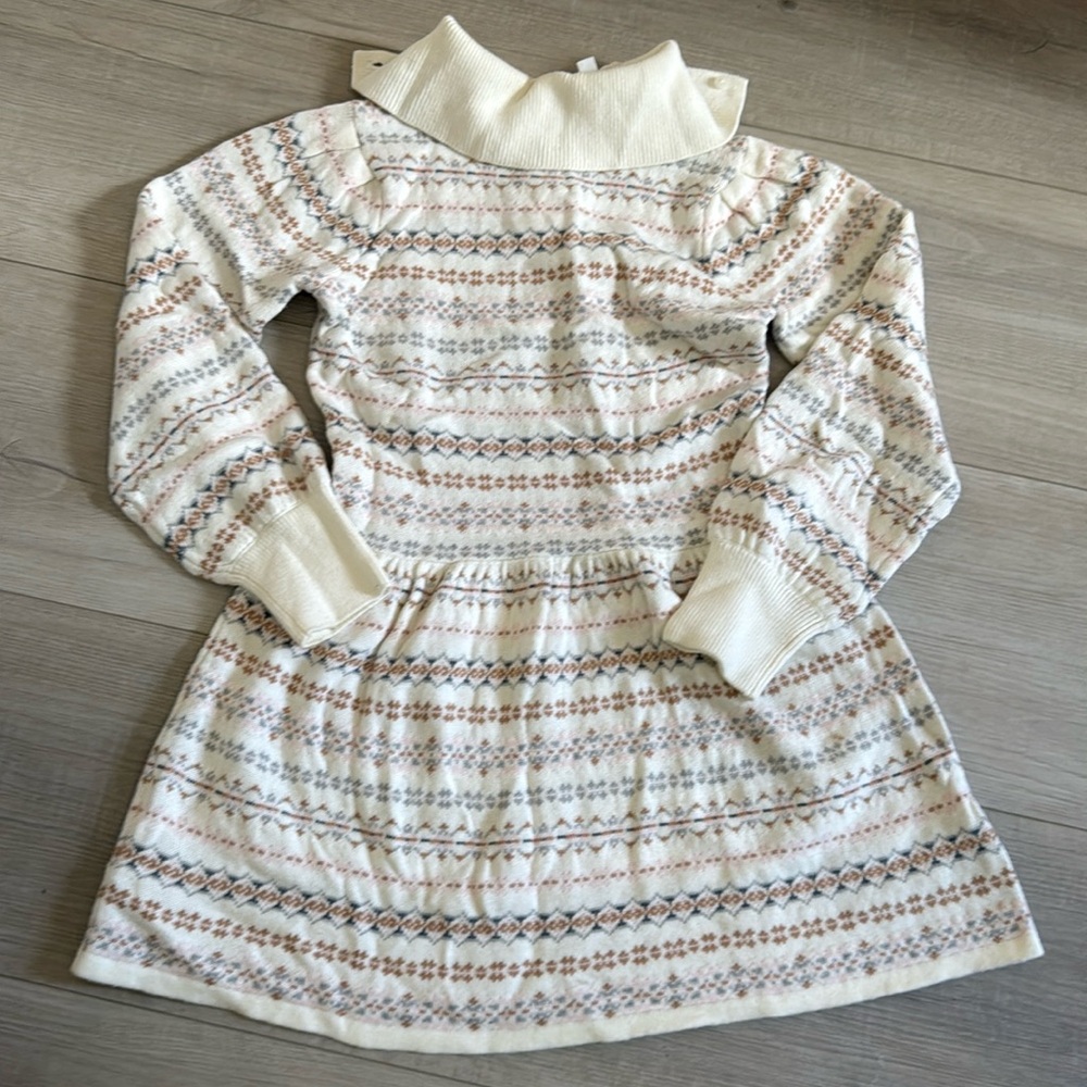 Janie and Jack Ivory Fair Isle Sweater Dress